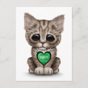 Carte Postale Cute Kitten Chat avec le coeur de l'Arabie Saoudit