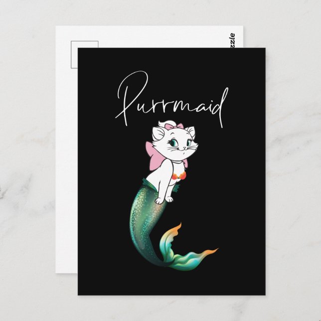 Carte Postale Cute Kitten Purrmaid - Fun Mermaid Design de chat (Devant / Derrière)