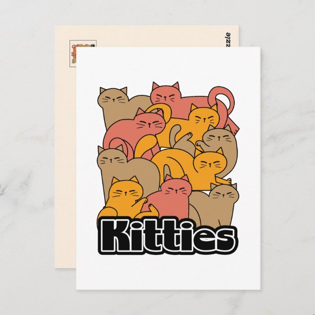 Carte Postale Cute Kitties Design - Cat Art adorable (Devant / Derrière)