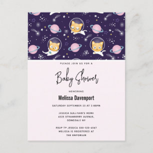 Carte Postale Cute Kitty Chat Astronauts Baby shower Motif