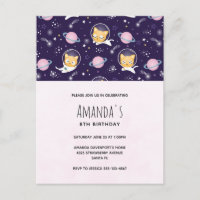 Cute Kitty Chat Astronauts Motif Anniversaire