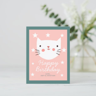 Carte Postale Cute Kitty Chat Joyeux Anniversaire