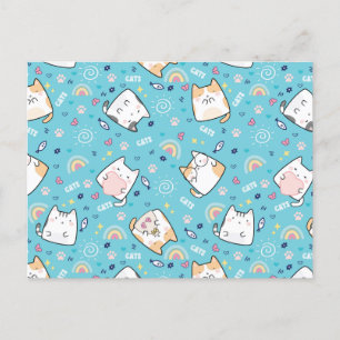 Carte Postale Cute Kitty Chat Motif Whimsical
