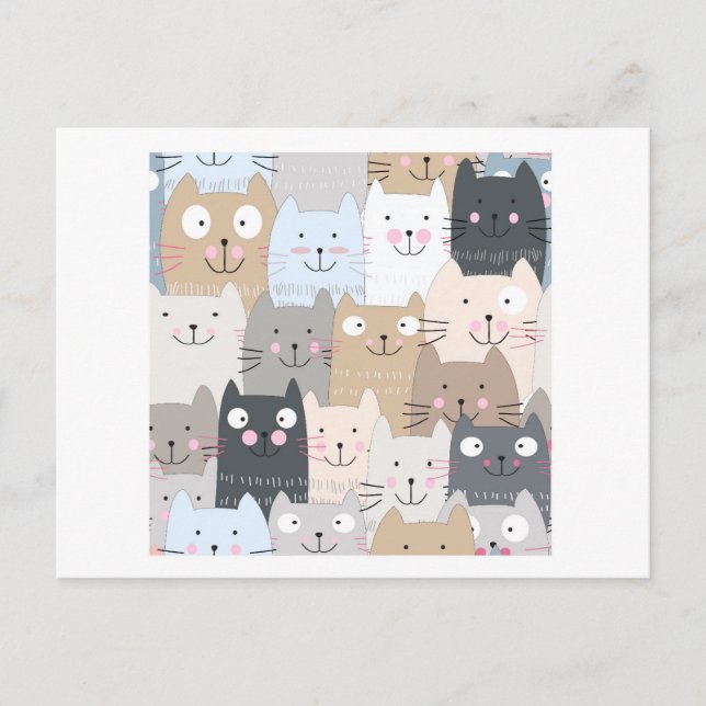 Carte Postale Cute kitty kitten chat bleu gris motif (Devant)