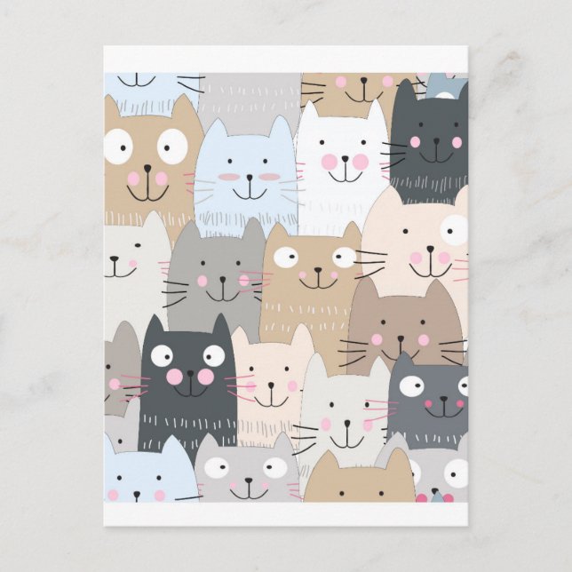 Carte Postale Cute kitty kitten chat bleu gris motif (Devant)