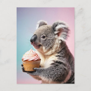 Carte Postale Cute Koala Avec Cupcake Pastel Gradient