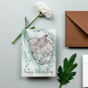 Carte Postale Cute Koala Baby Hug Aquarelle Animal Fête des père