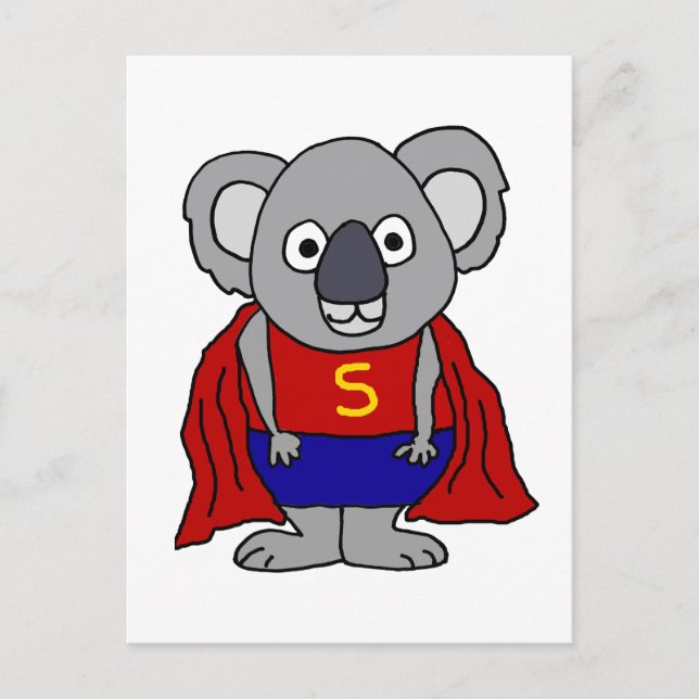 Carte Postale Cute Koala Bear Superhero (Devant)