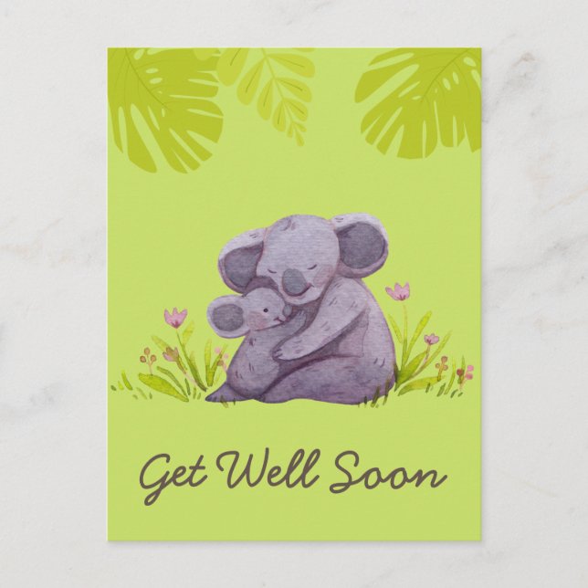 Carte Postale Cute Koala et des encouragements bien vert Postca (Devant)