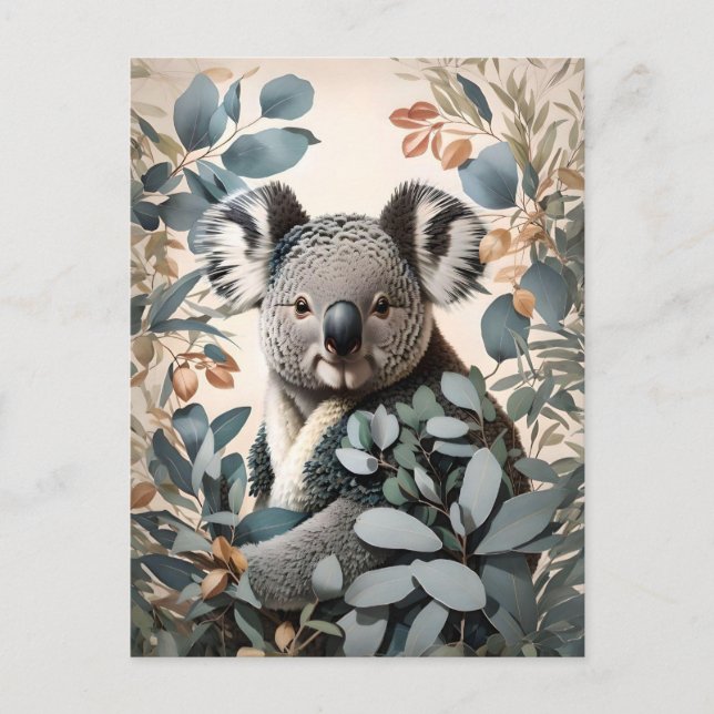 Carte Postale Cute Koala Eucalyptus Feuilles (Devant)