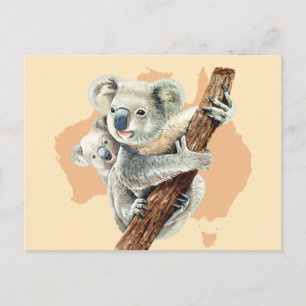 Carte Postale Cute Koala Maman et bébé
