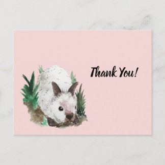 Carte Postale Cute lapin Blush Baby shower rose Merci