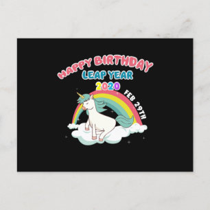 Carte Postale Cute Leapling Unicorn Leaper Leap Year Happy Birth