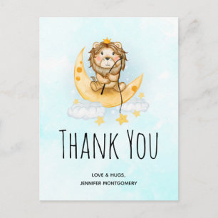 Carte Postale Cute Lion Fishing Merci d'aquarelle