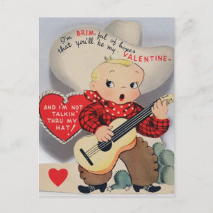 Carte Postale Cute Little Chant Cowboy Vintage Valentine