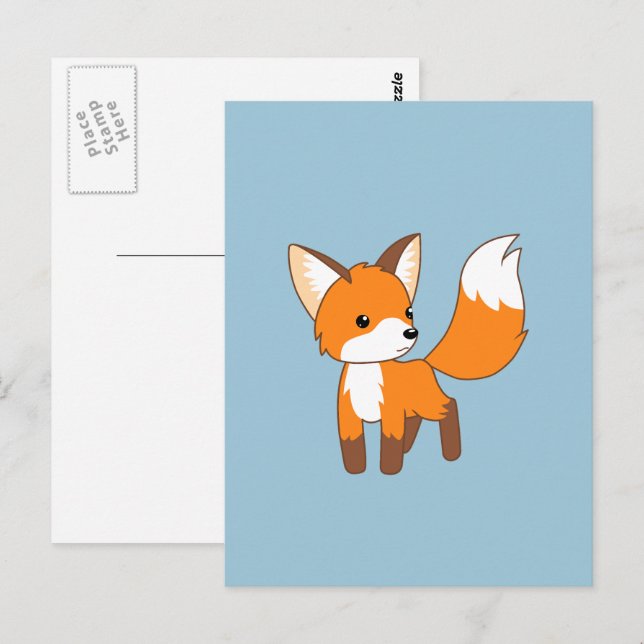 Carte Postale Cute Little Fox (Devant / Derrière)