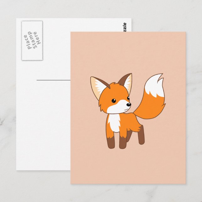 Carte Postale Cute Little Fox (Devant / Derrière)