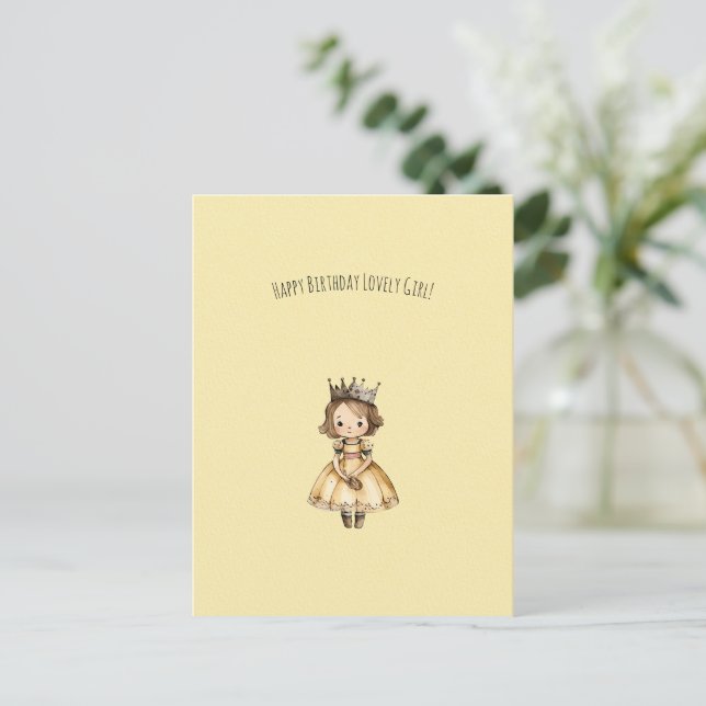 Carte Postale Cute Little Princess Girl Happy Birthday Card (Debout devant)