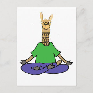 Carte Postale Cute Llama faisant du yoga Cartoon