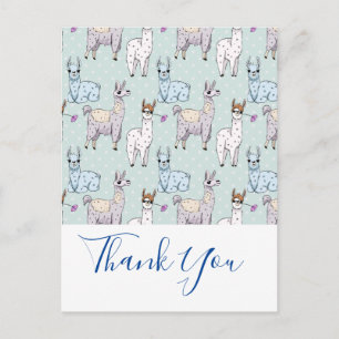 Carte Postale Cute Llama Motif sur le Merci Pois