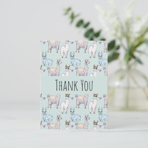 Carte Postale Cute Llama Motif sur le Merci Pois