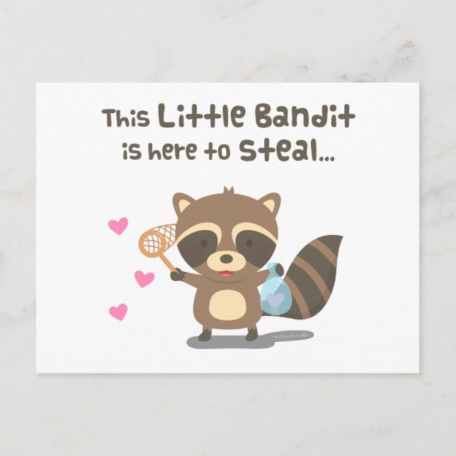 Carte Postale Cute Lote Little Masqué Bandit Raccoon (Devant)