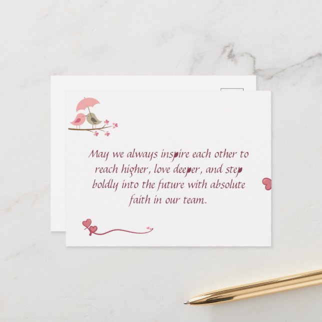 Carte Postale Cute Love Birds Postcard | Shared Future & Growth  (Devant/Arrière en situation)