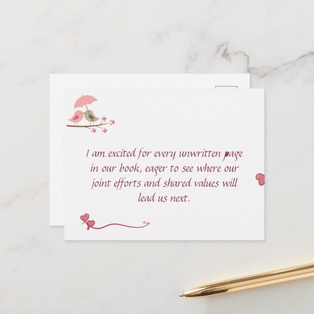 Carte Postale Cute Love Birds Postcard | Shared Future & Growth  (Devant/Arrière en situation)