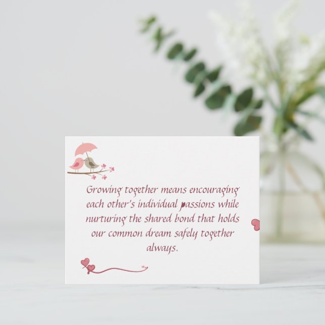 Carte Postale Cute Love Birds Postcard | Shared Future & Growth  (Debout devant)