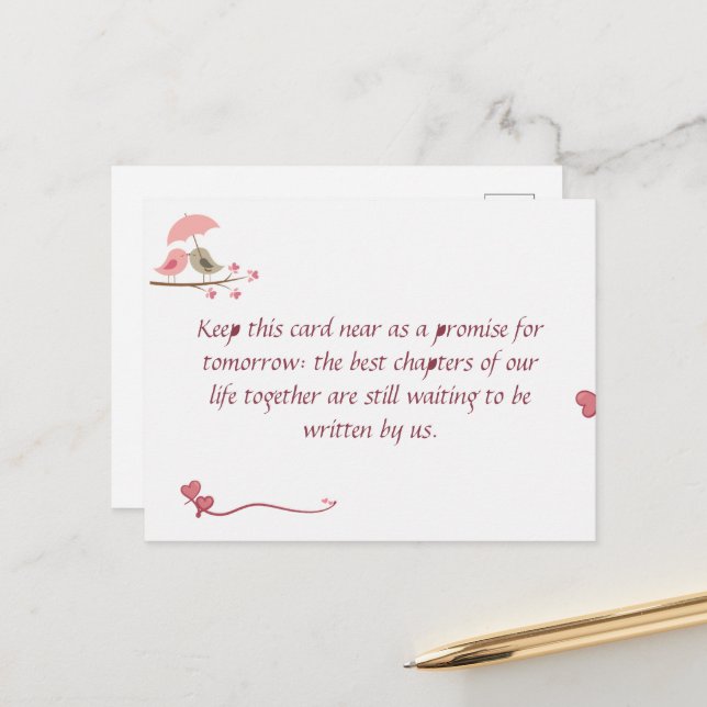 Carte Postale Cute Love Birds Postcard | Shared Future & Growth  (Devant/Arrière en situation)