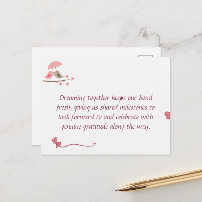 Carte Postale Cute Love Birds Postcard | Shared Future & Growth  (Devant/Arrière en situation)
