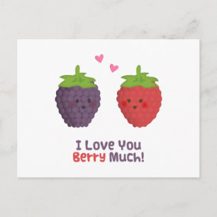 Carte Postale Cute Love You Berry Beaucoup Humour de jeu de mots