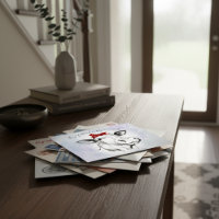 Cute Main Levée Vache Bandana Faire-part de déplac