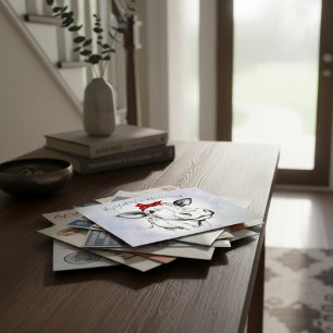 Carte Postale Cute Main Levée Vache Bandana Faire-part de déplac