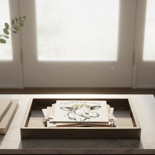 Carte Postale Cute Main Levée Vache Daisies Déplacement Faire-pa