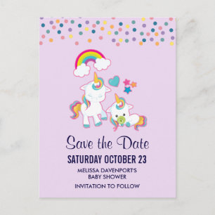Carte Postale Cute Mama & Baby Unicorn Magique Enregistrer la da