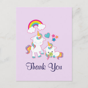 Carte Postale Cute Mama & Baby Unicorn Merci magique