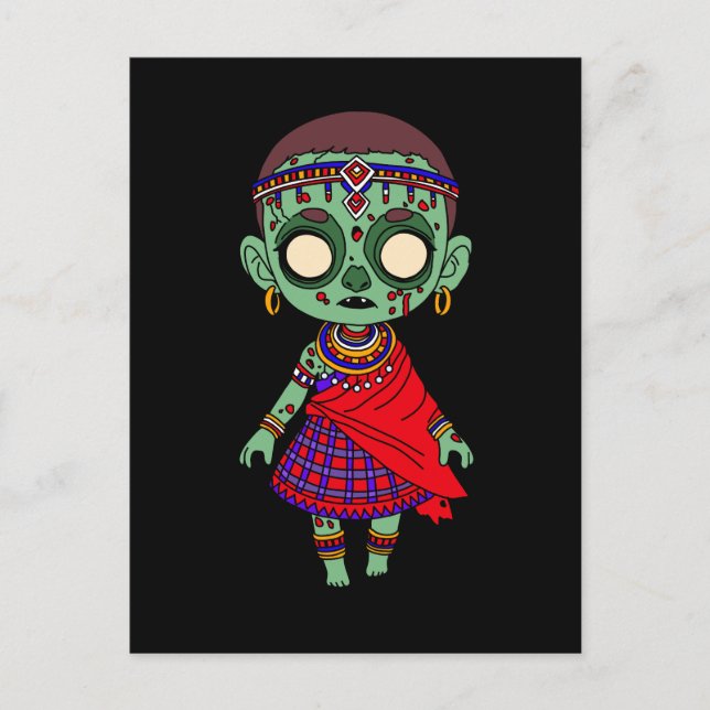 Carte Postale Cute Masai Zombie (Devant)