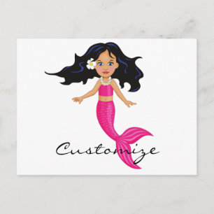 Carte Postale Cute Mermaid à queue rose Thunder_Cove