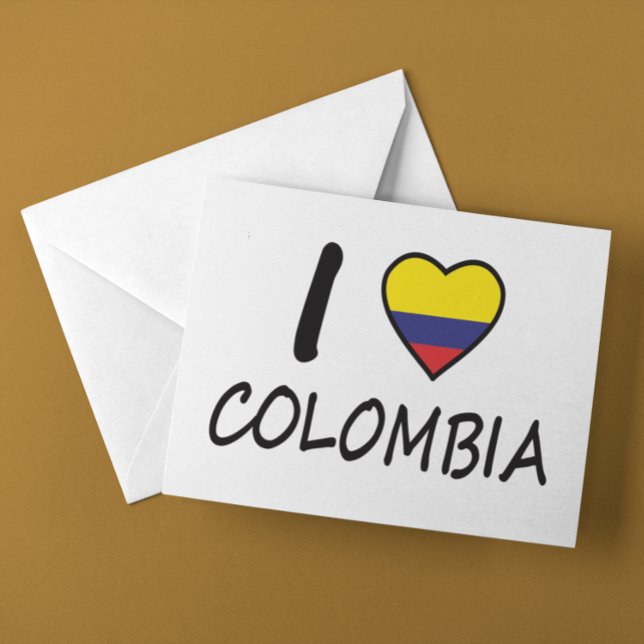 Carte Postale Cute Minimal I love Colombia Colombian Flag (Cute Minimal I love Colombia Colombian Flag Postcard)