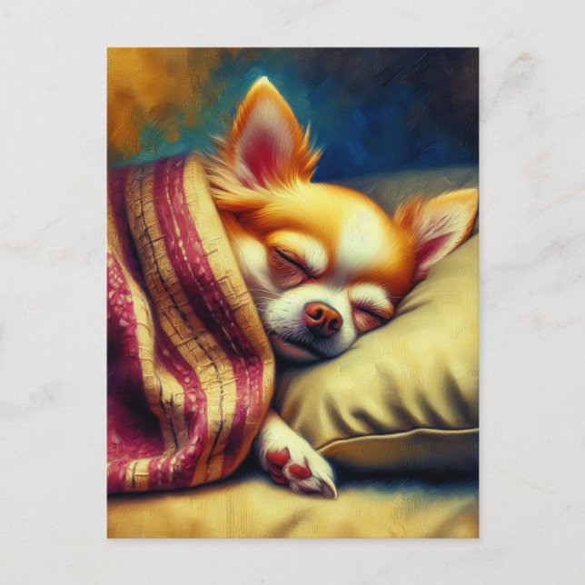Carte Postale Cute Napping Chihuahua | Maintenir le contact (Devant)