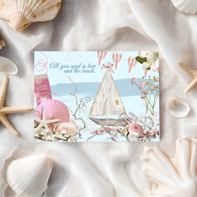 Carte Postale Cute Nautical Beach Rétro Salutation (Créateur téléchargé)