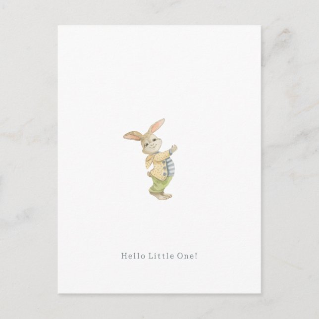 Carte Postale Cute Newborn Baby Hello Little One Rabbit Card. (Devant)