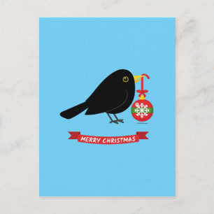 Carte Postale Cute Noir Avec Balle De Noël