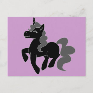 Carte Postale Cute noir licorne