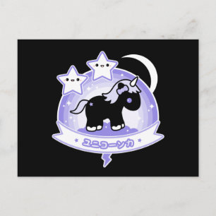 Carte Postale Cute noir licorne
