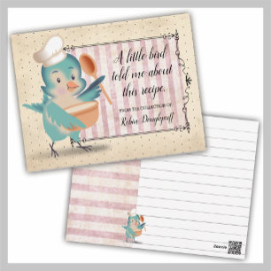 Carte Postale Cute oiseau chef cuisine cuisine livre de recettes
