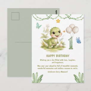 Carte Postale Cute One-A-Saurus Dinosaur 1er Anniversaire
