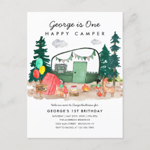 Carte Postale Cute ONE Happy Camper Forest Camping 1er anniversa