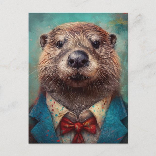 Carte Postale Cute Otter en costume (Devant)